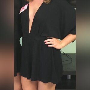 Elegant Black Deep V-Neck Romper